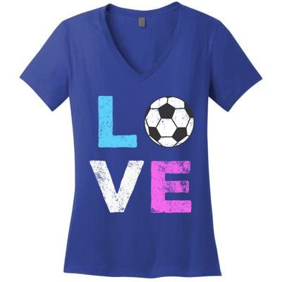 Love Soccer American Team Fan Gift Women's V-Neck T-Shirt