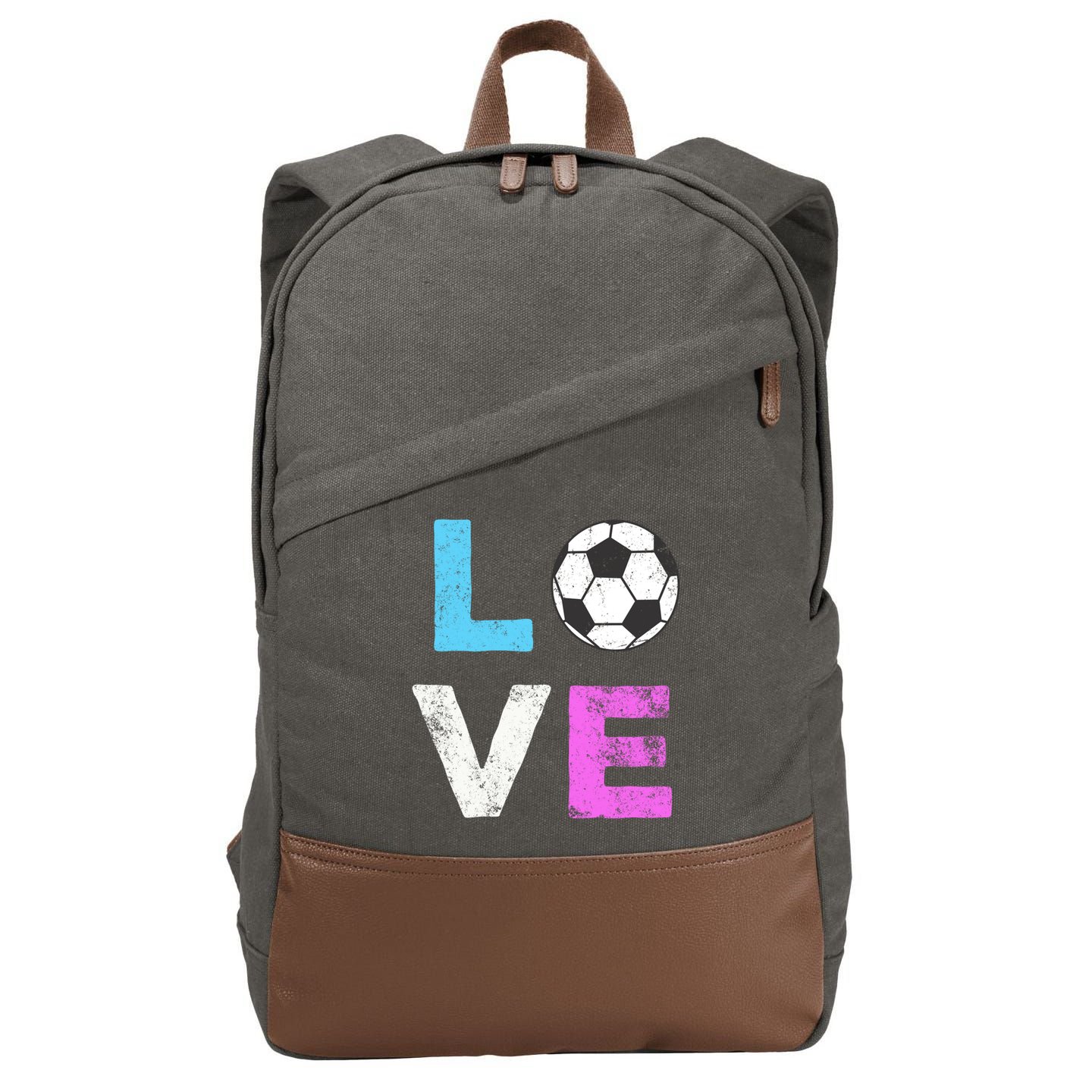 Love Soccer American Team Fan Gift Cotton Canvas Backpack