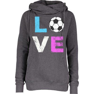 Love Soccer American Team Fan Gift Womens Funnel Neck Pullover Hood