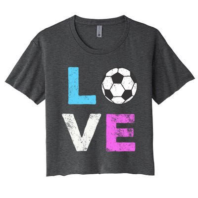 Love Soccer American Team Fan Gift Women's Crop Top Tee