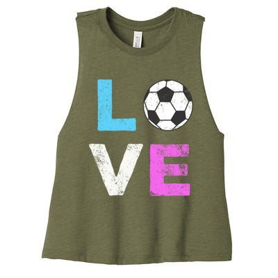 Love Soccer American Team Fan Gift Women's Racerback Cropped Tank