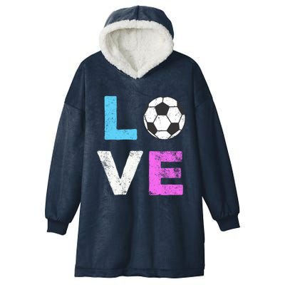 Love Soccer American Team Fan Gift Hooded Wearable Blanket