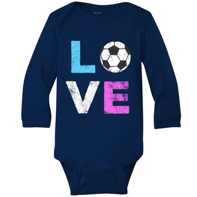 Love Soccer American Team Fan Gift Baby Long Sleeve Bodysuit