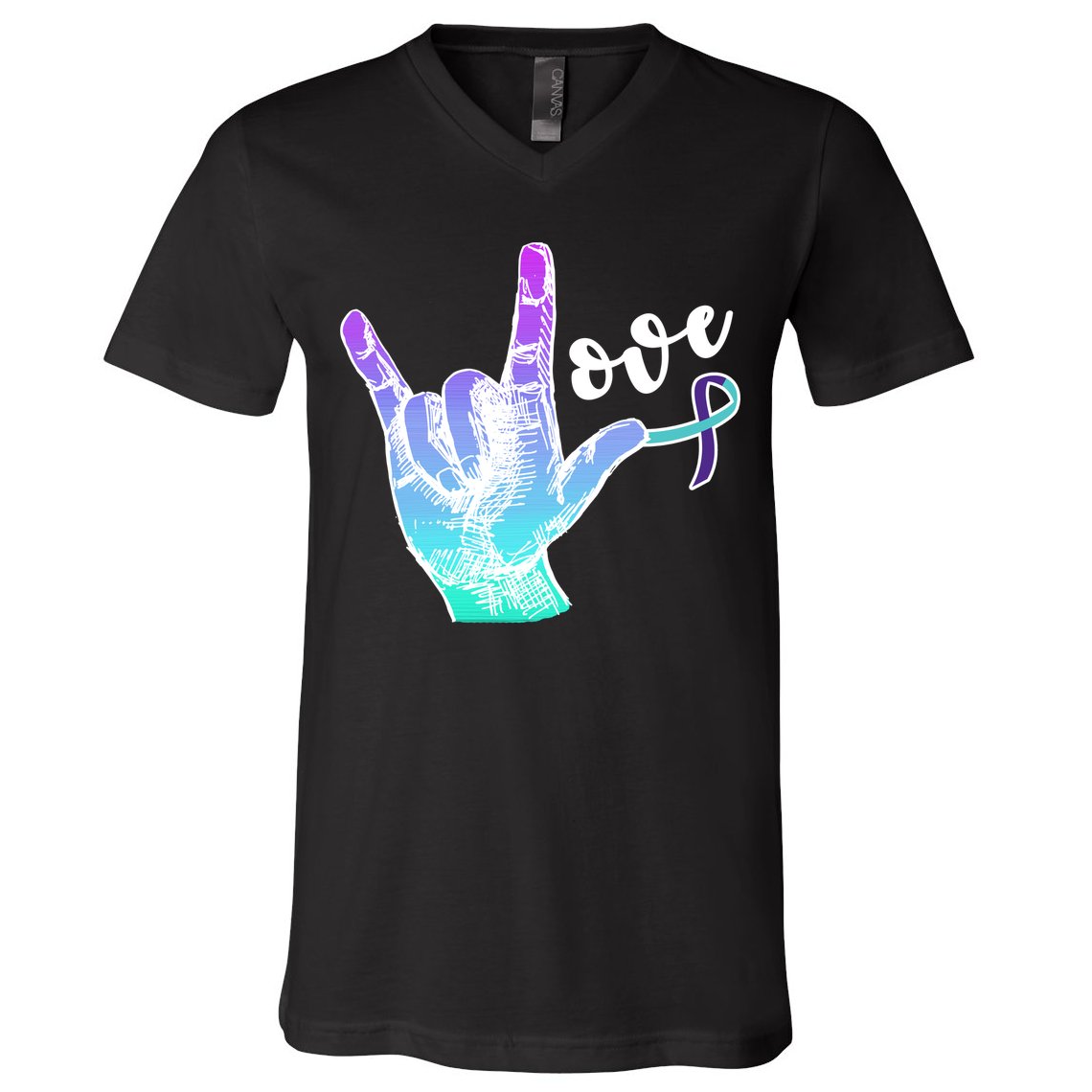 Love Suicide Awareness Sign Language V-Neck T-Shirt