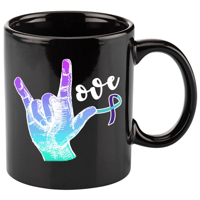 Love Suicide Awareness Sign Language 11oz C Handle Ceramic Mug