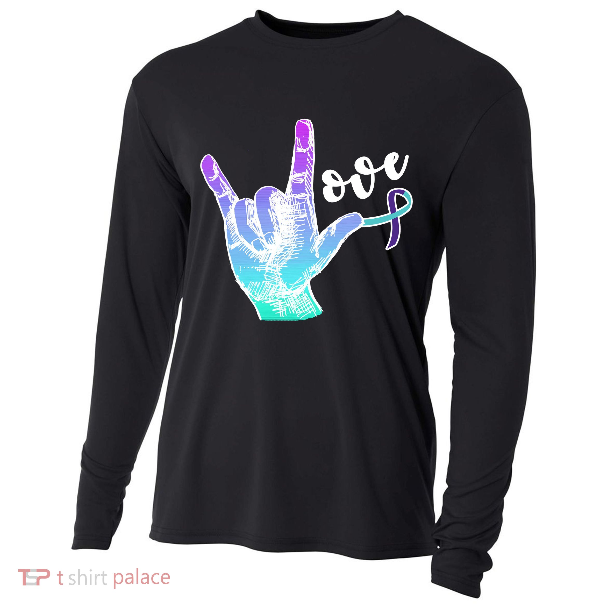 Love Suicide Awareness Sign Language Cooling Performance Long Sleeve Crew