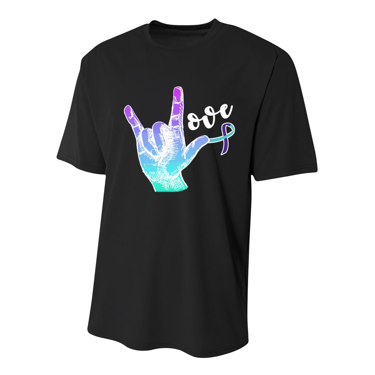Love Suicide Awareness Sign Language Youth Performance Sprint T-Shirt