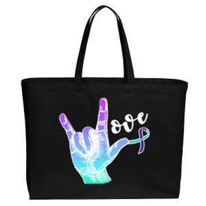 Love Suicide Awareness Sign Language Cotton Canvas Jumbo Tote