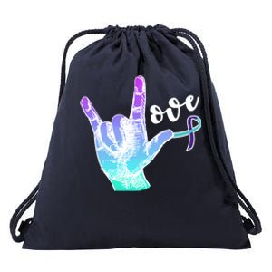 Love Suicide Awareness Sign Language Drawstring Bag