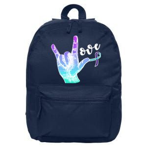 Love Suicide Awareness Sign Language 16 in Basic Backpack