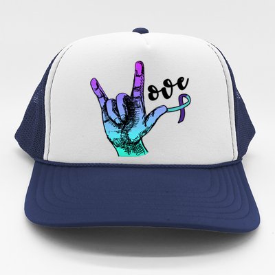 Love Suicide Awareness Sign Language Trucker Hat