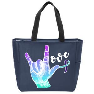 Love Suicide Awareness Sign Language Zip Tote Bag