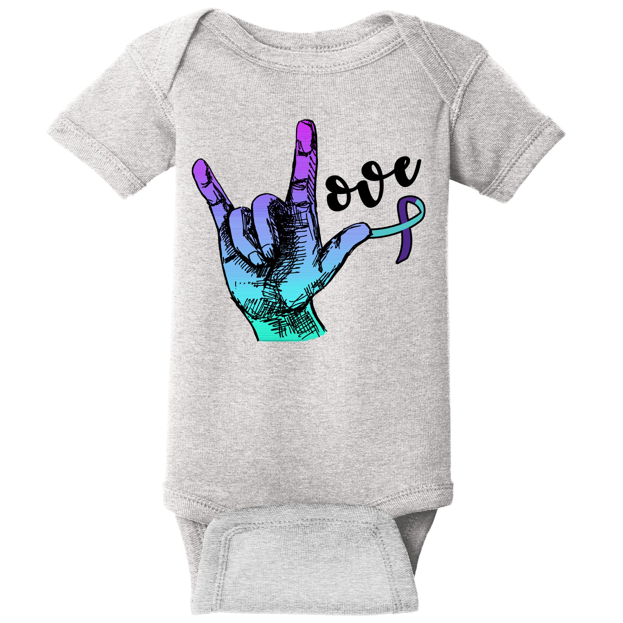Love Suicide Awareness Sign Language Baby Bodysuit