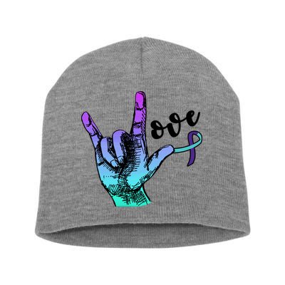 Love Suicide Awareness Sign Language Short Acrylic Beanie
