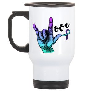 Love Suicide Awareness Sign Language Stainless Steel Travel Mug