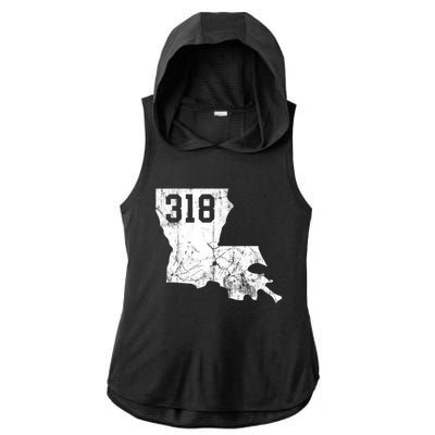 Louisiana State Area Code 318 New Orleans Mardi Gras Ladies PosiCharge Tri-Blend Wicking Draft Hoodie Tank