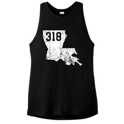 Louisiana State Area Code 318 New Orleans Mardi Gras Ladies PosiCharge Tri-Blend Wicking Tank