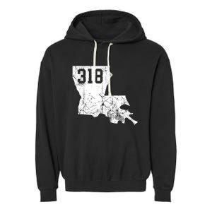 Louisiana State Area Code 318 New Orleans Mardi Gras Garment-Dyed Fleece Hoodie