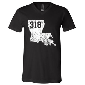 Louisiana State Area Code 318 New Orleans Mardi Gras V-Neck T-Shirt