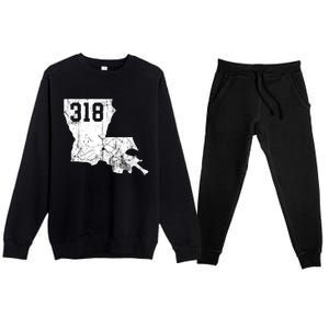 Louisiana State Area Code 318 New Orleans Mardi Gras Premium Crewneck Sweatsuit Set