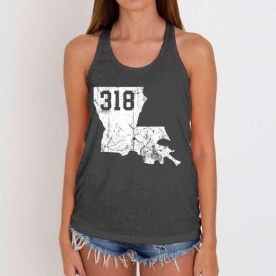 Louisiana State Area Code 318 New Orleans Mardi Gras Women's Knotted Racerback Tank