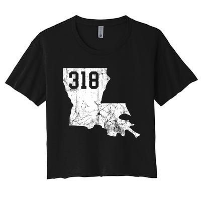 Louisiana State Area Code 318 New Orleans Mardi Gras Women's Crop Top Tee