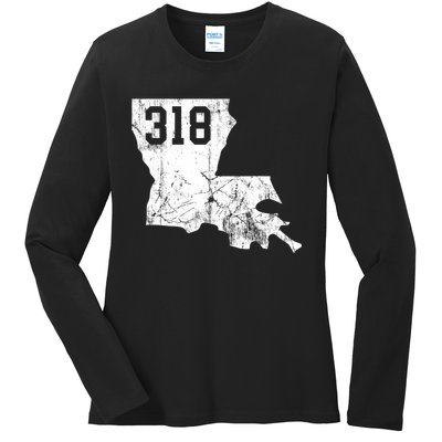 Louisiana State Area Code 318 New Orleans Mardi Gras Ladies Long Sleeve Shirt