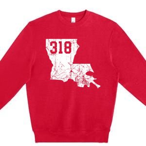 Louisiana State Area Code 318 New Orleans Mardi Gras Premium Crewneck Sweatshirt