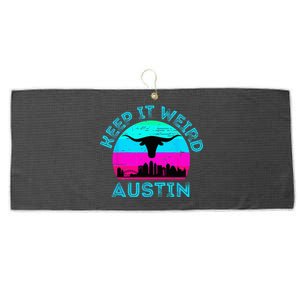 Longhorn Sunset Austin Texas Keep It Weird Large Microfiber Waffle Golf Towel