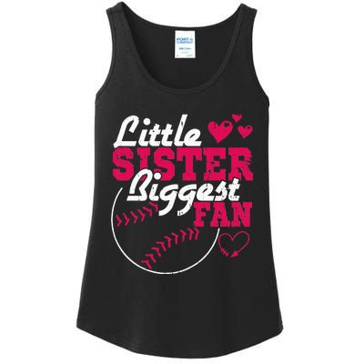 Little Sister Biggest Fan Baseball Ladies Essential Tank