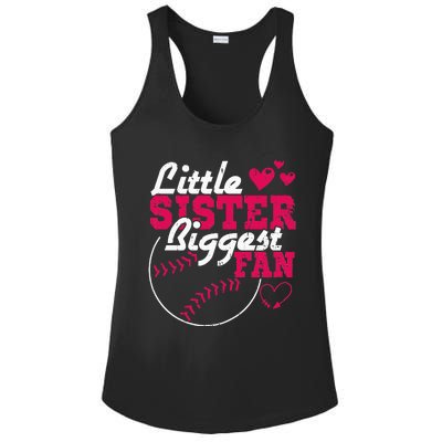 Little Sister Biggest Fan Baseball Ladies PosiCharge Competitor Racerback Tank