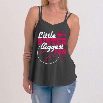 Little Sister Biggest Fan Baseball Women's Strappy Tank