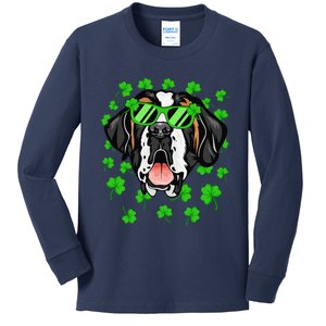 Leprechaun Saint Bernard St. Patrick's Day Dog Shamrock Kids Long Sleeve Shirt