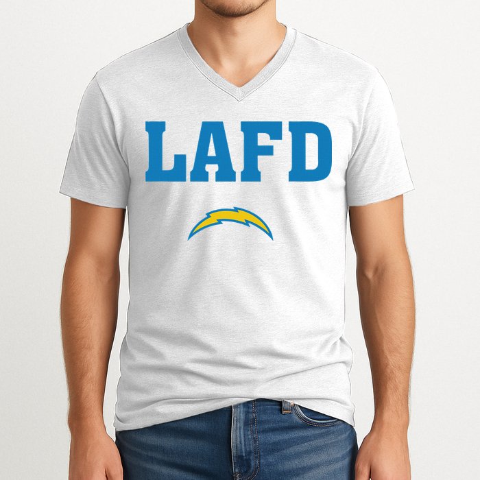 Lafd Style Blue V-Neck T-Shirt