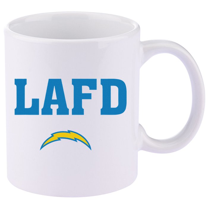 Lafd Style Blue 11oz C Handle Ceramic Mug