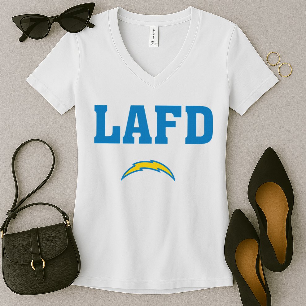 Lafd Style Blue Women's V-Neck T-Shirt
