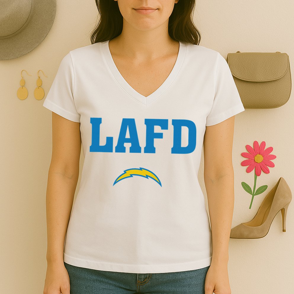 Lafd Style Blue Women's V-Neck T-Shirt