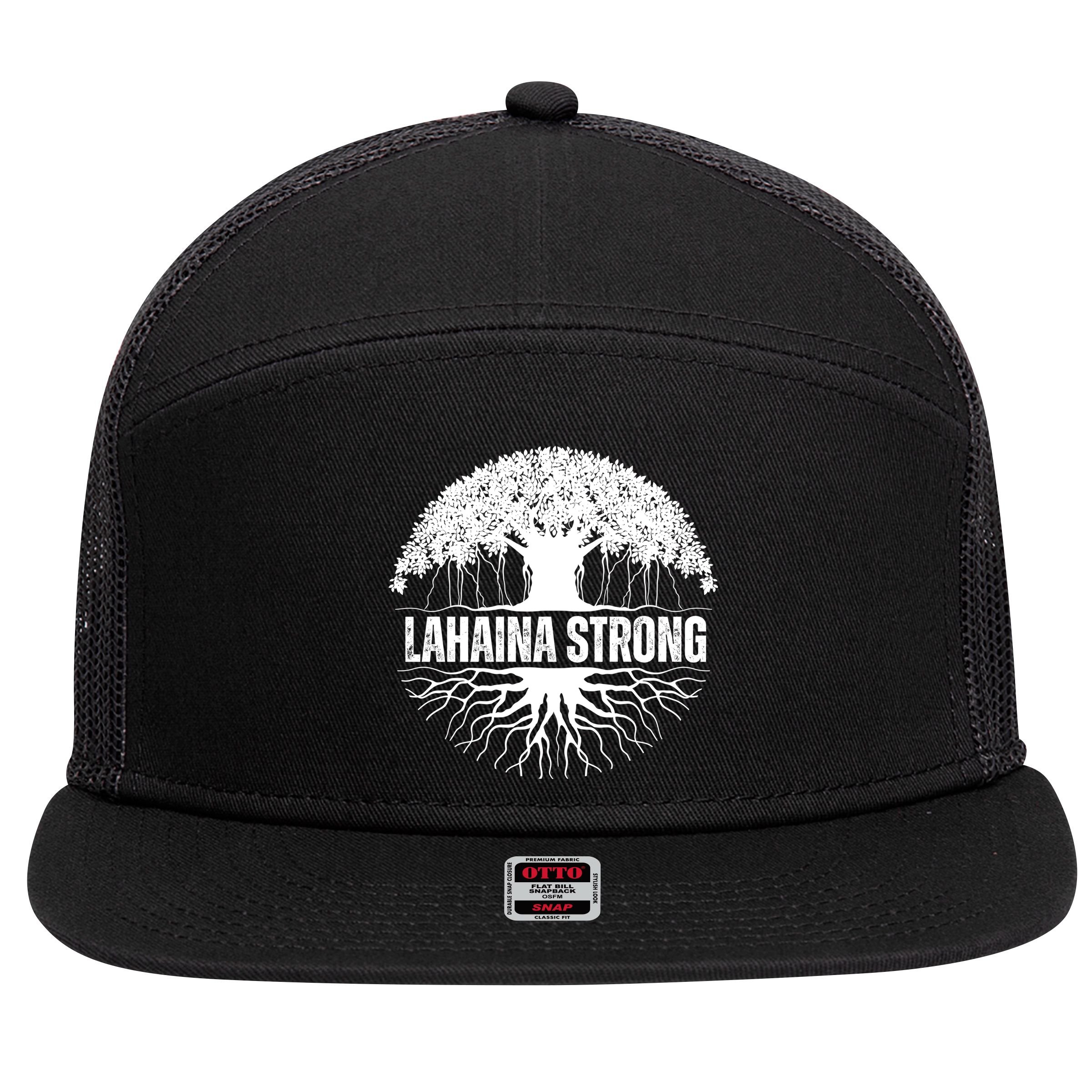 Lahaina Strong Banyan Tree Maui Wildfire 7 Panel Mesh Trucker Snapback Hat