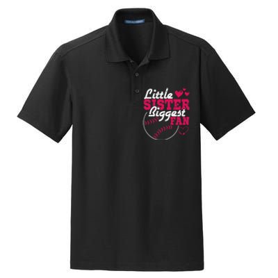 Little Sister Biggest Fan Baseball Dry Zone Grid Polo