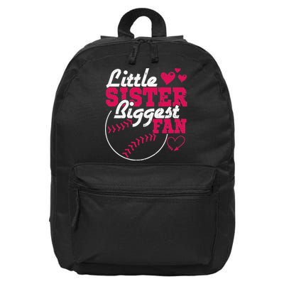 Little Sister Biggest Fan Baseball 16 in Basic Backpack