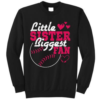 Little Sister Biggest Fan Baseball Tall Sweatshirt