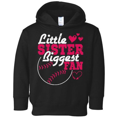 Little Sister Biggest Fan Baseball Toddler Hoodie