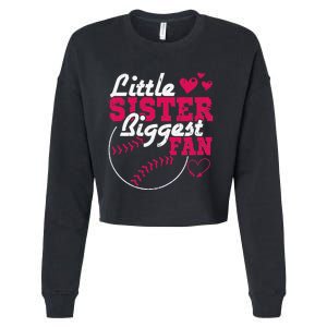 Little Sister Biggest Fan Baseball Cropped Pullover Crew