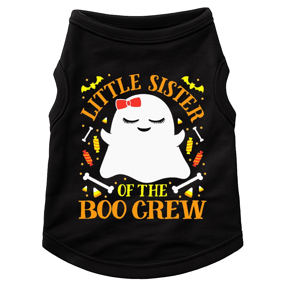 Little Sister Boo Crew Ghost Matching Family Halloween Doggie Tank