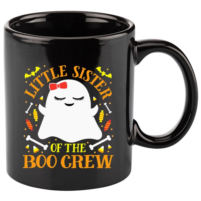 Little Sister Boo Crew Ghost Matching Family Halloween 11oz C Handle Ceramic Mug