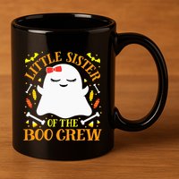 Little Sister Boo Crew Ghost Matching Family Halloween 11oz C Handle Ceramic Mug
