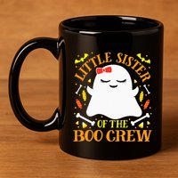 Little Sister Boo Crew Ghost Matching Family Halloween 11oz C Handle Ceramic Mug