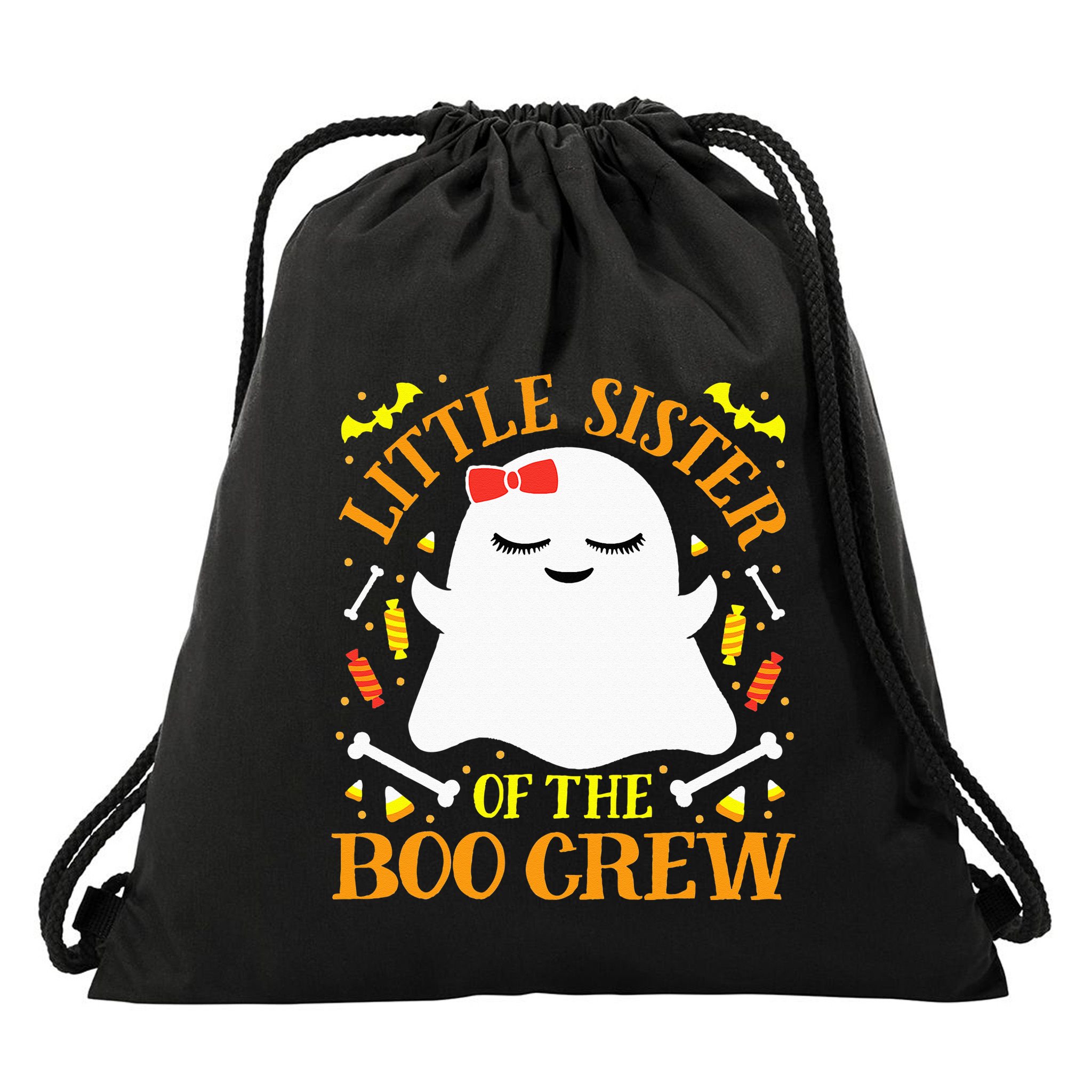 Little Sister Boo Crew Ghost Matching Family Halloween Drawstring Bag