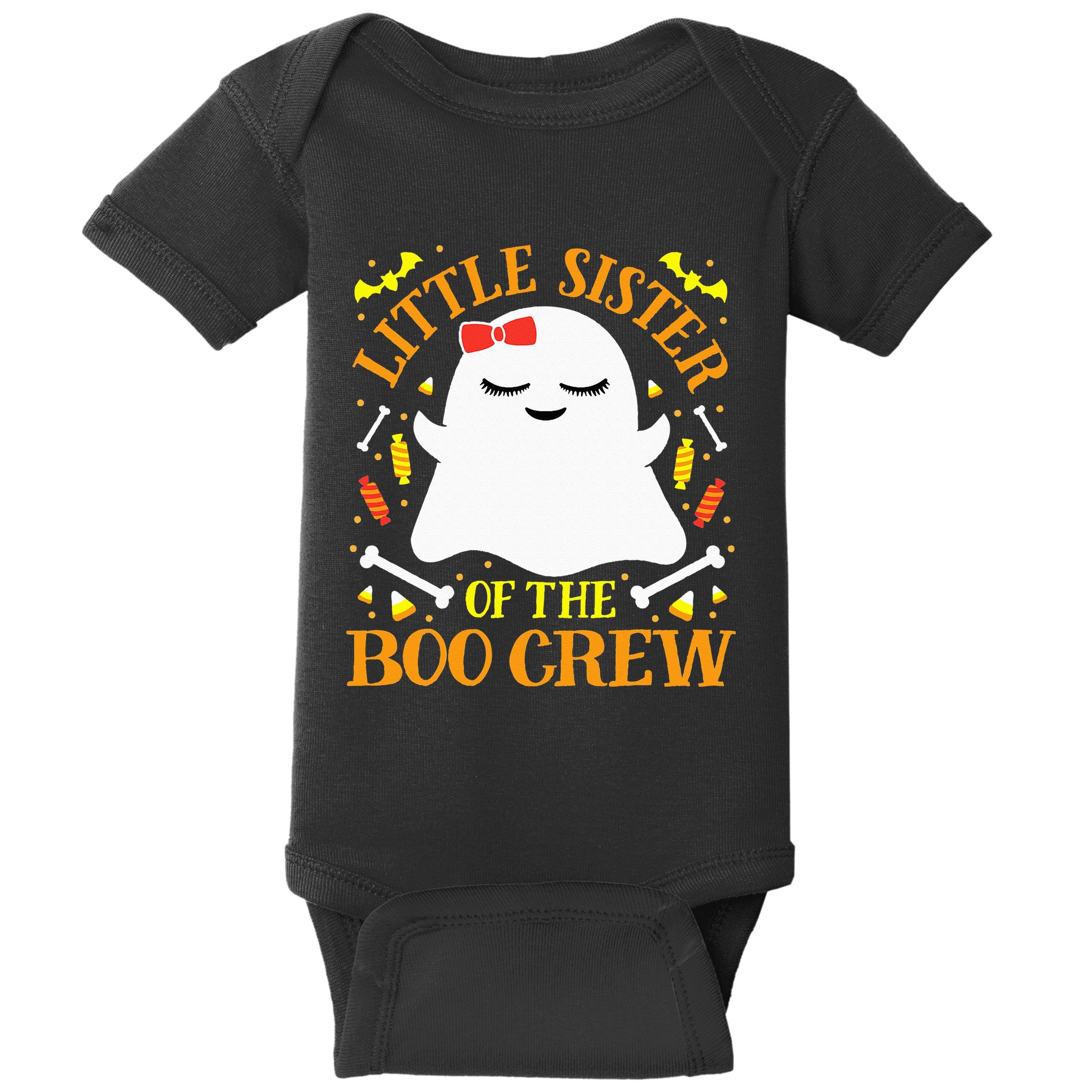 Little Sister Boo Crew Ghost Matching Family Halloween Baby Bodysuit