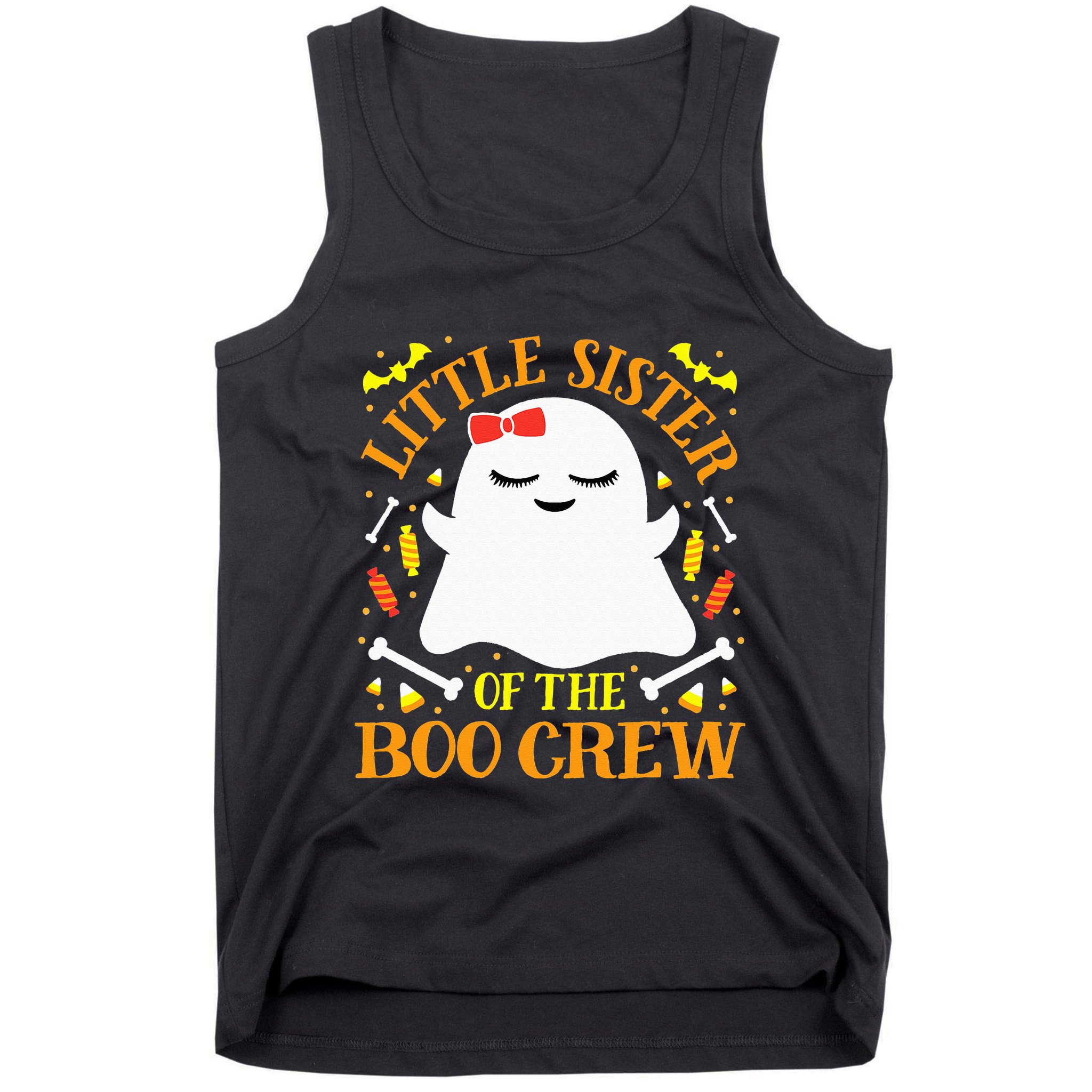 Little Sister Boo Crew Ghost Matching Family Halloween Tank Top